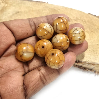 10pcs Resin beads Crackle Brown color, about 18mm size