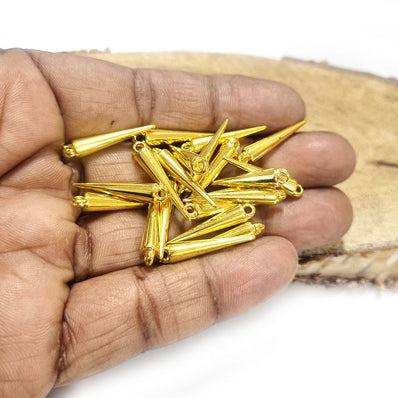 50 Pcs Pack' 24mm Approx Long Spike charms for jewelry making in Gold plated