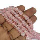 Crackle Glass Beads Drum Shape size 8mm Sold Per Full line about 132~133 beads, Pink color