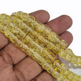 Crackle Glass Beads Drum Shape size 8mm Sold Per Full line about 132~133 beads, Yellow Color