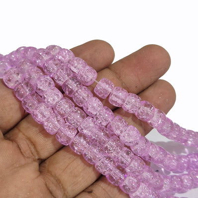 Crackle Glass Beads Drum Shape size 8mm Sold Per Full line about 132~133 beads, lavender Color