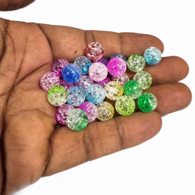 100pcs Pkg. 8mm, Mix color, Acrylic Crackle Beads