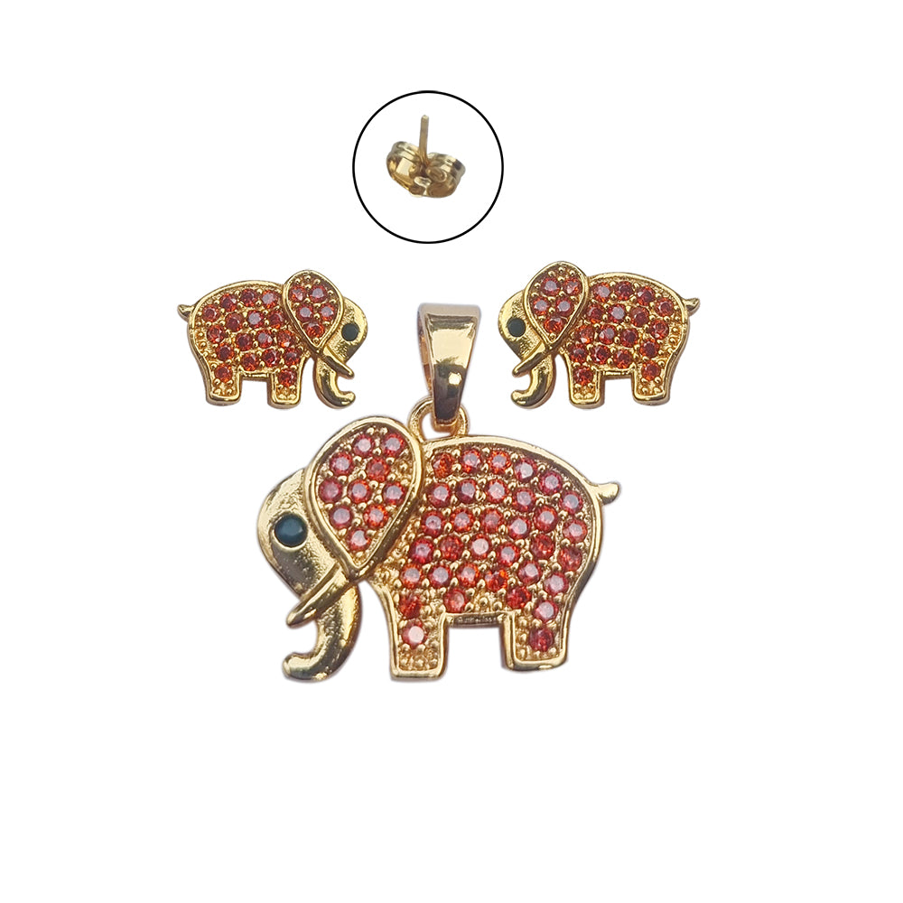 Anti Tarnish Small pendants with earring tops, Fine quality of Red Cubic Zirconia inlay