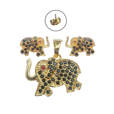 Anti Tarnish Small pendants with earring tops, Fine quality of Black Cubic Zirconia inlay