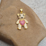 Anti Tarnish Small pendants with earring tops, Fine quality of Black Cubic Zirconia inlay Teddy wear set