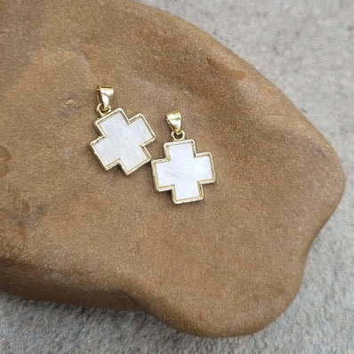 6 pcs enamelled small charms Cross White