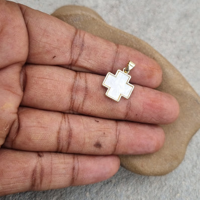 6 pcs enamelled small charms Cross White