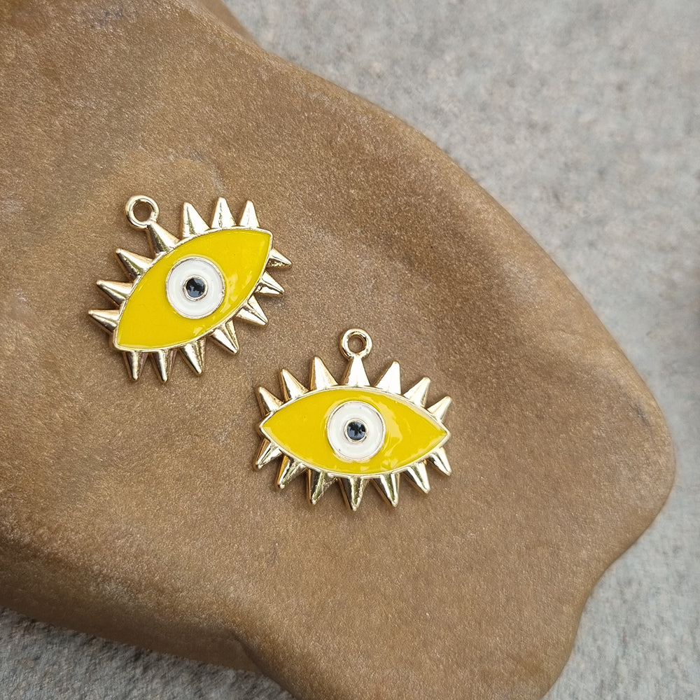 6pcs Evil eye charms Yellow color