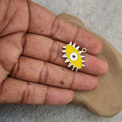 6pcs Evil eye charms Yellow color