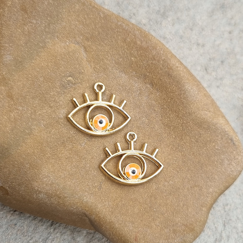 6pcs Evil eye charms orange color