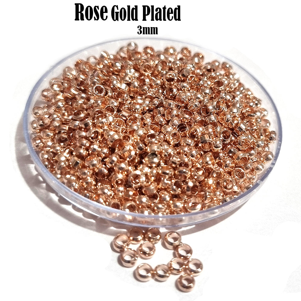 500 pcs Round Crimps Size- 3mm Rose gold plated