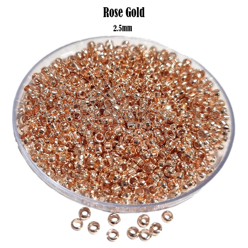 500 PIECES ROUND CRIMP 2.5 MM SIZE Rose Gold Plated