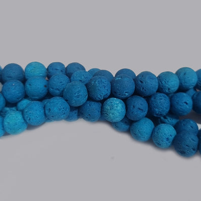 8 MM SIZE' Blue AA QUALITY LAVA BEADS' 46-47 BEADS APPROX SOLD BY PER LINE PACK