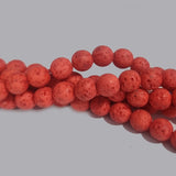 8 MM SIZE' RED AA QUALITY LAVA BEADS' 46-47 BEADS APPROX SOLD BY PER LINE PACK