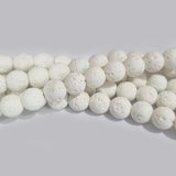 8 MM SIZE' White AA QUALITY LAVA BEADS' 46-47 BEADS APPROX SOLD BY PER LINE PACK