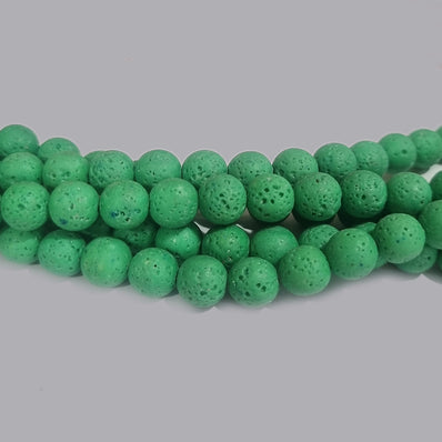 8 MM SIZE' Green AA QUALITY LAVA BEADS' 46-47 BEADS APPROX SOLD BY PER LINE PACK