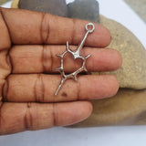 Anti Tarnish Heart Dagger Shape Pendant charms for jewelry making Sold Per Piece Pack