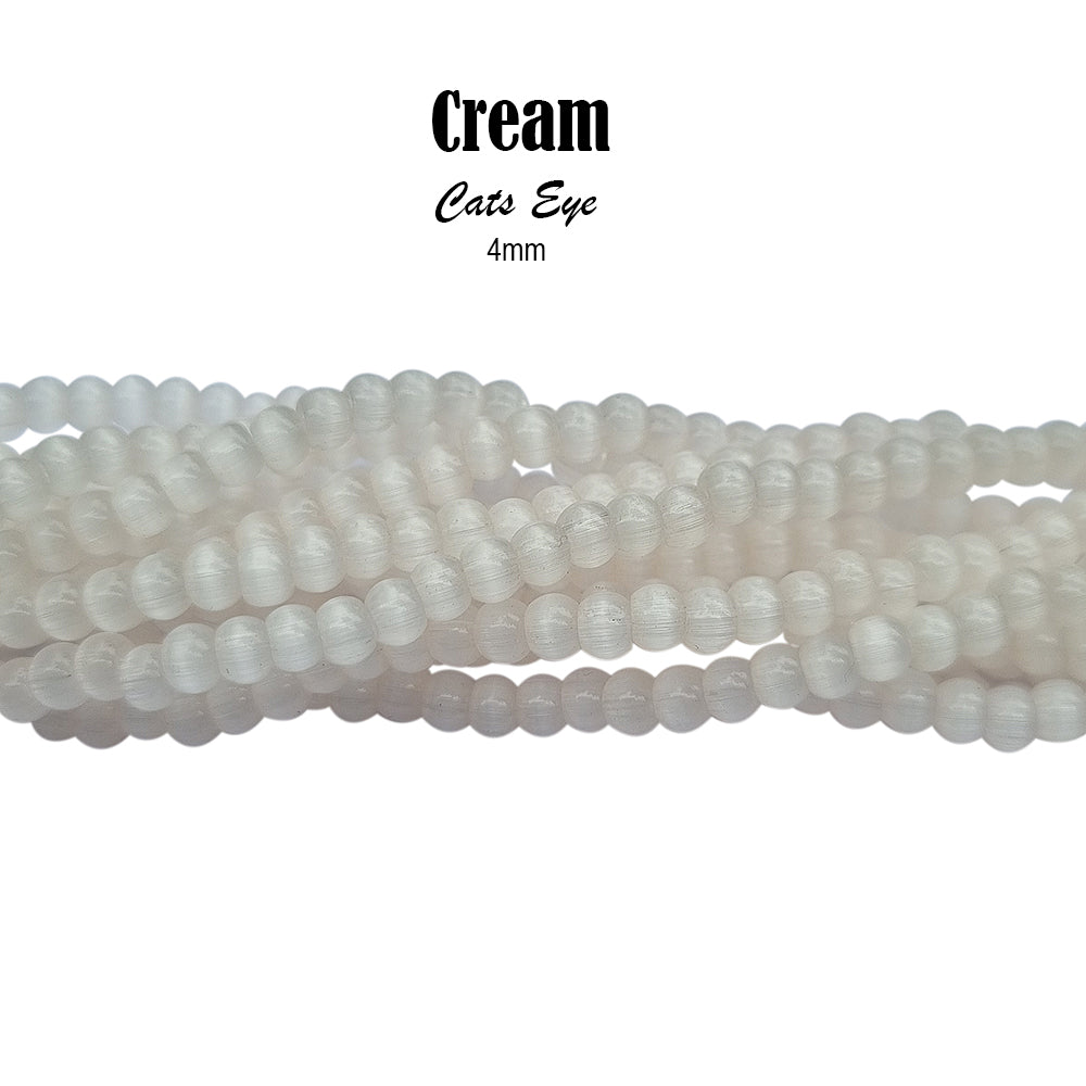 Per line/String 16 inches Long Cream color, Cats eye beads for jewelry making approx 130~135 beads in a line