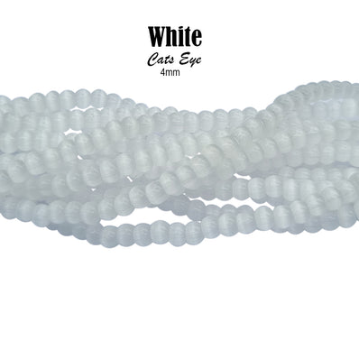 Per line/String 16 inches Long White color, Cats eye beads for jewelry making approx 130~135 beads in a line