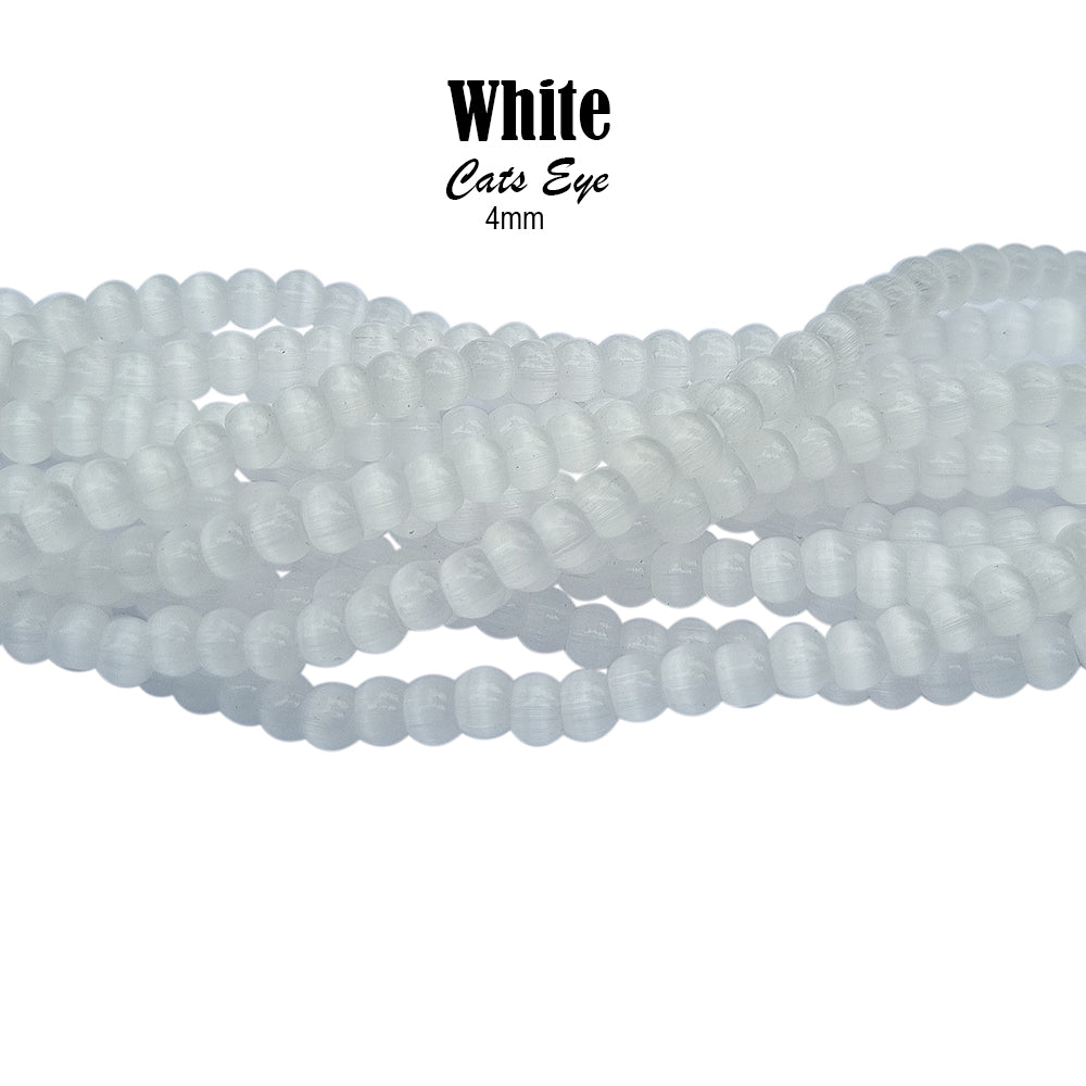 Per line/String 16 inches Long White color, Cats eye beads for jewelry making approx 130~135 beads in a line