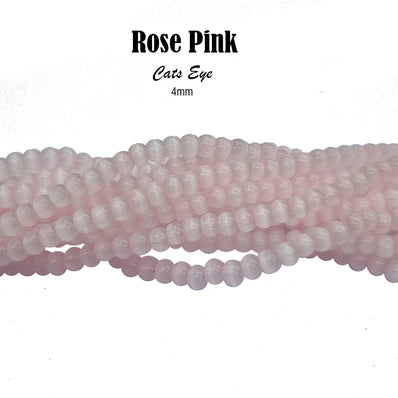 Per line/String 16 inches Long Rose pink color, Cats eye beads for jewelry making approx 130~135 beads in a line