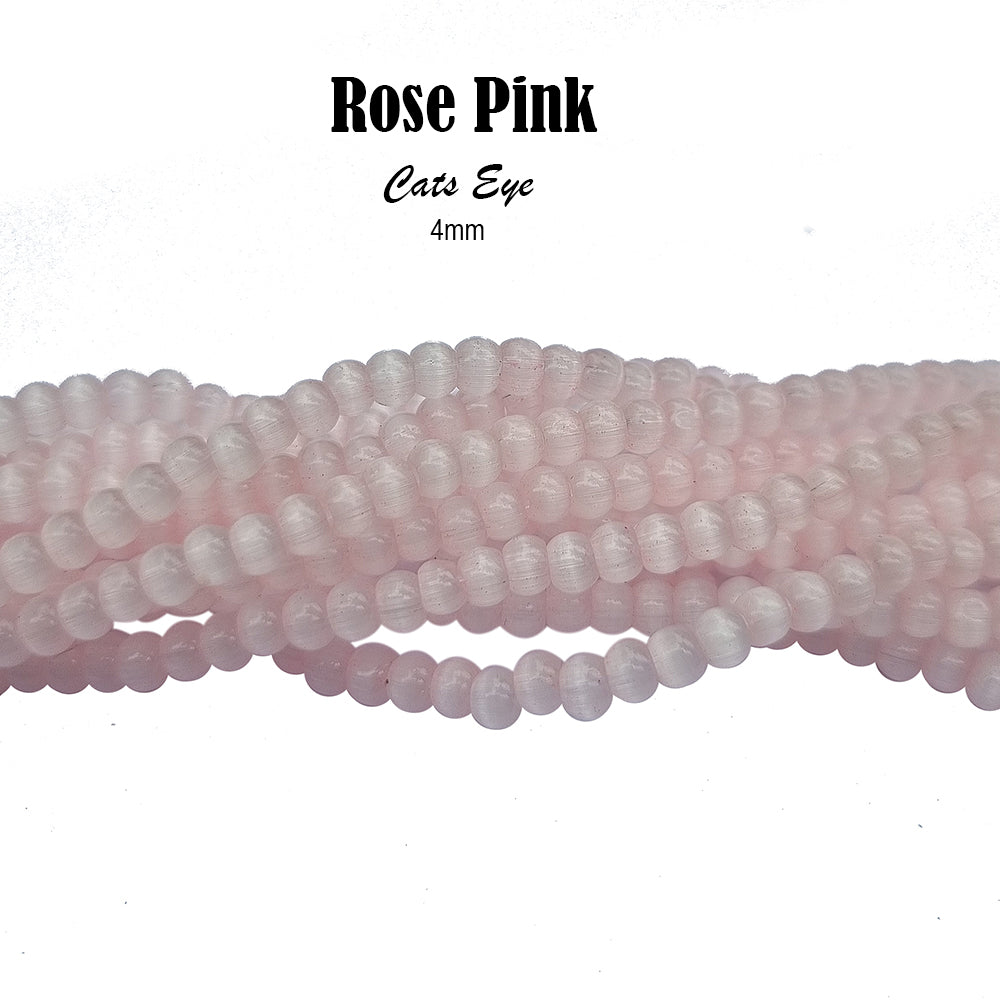 Per line/String 16 inches Long Rose pink color, Cats eye beads for jewelry making approx 130~135 beads in a line