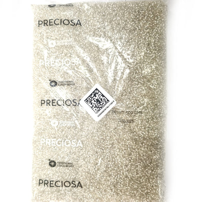 Preciosa Czech Glass Seed Beads 11/0 Size (2mm) Sold Per pack of 20 Grams, White Silver Line color