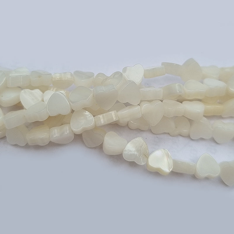 Heart Side Hole Shape Mother of Pearl MOP Shell Beads sold Per line about 62 Beads in size about 6x7mm