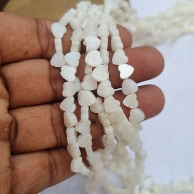 Heart Side Hole Shape Mother of Pearl MOP Shell Beads sold Per line about 62 Beads in size about 6x7mm