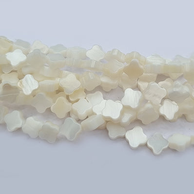 Quatrefoil Shape Mother of Pearl MOP Shell Beads sold Per line about 60 Beads in small size about 7mm