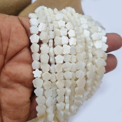 Star Flower Shape Mother of Pearl MOP Shell Beads sold Per line about 62 Beads in size about 7mm