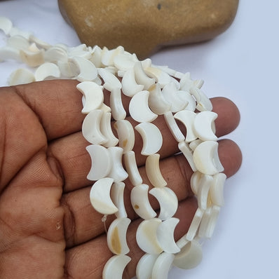 Moon Shape Mother of Pearl MOP Shell Beads sold Per line about 33 Beads in size about 7x12mm