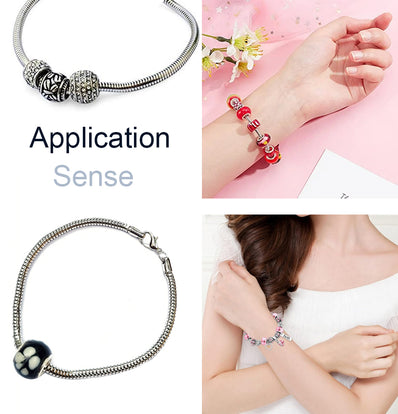 Snake chain bracelets DIY just add large hole beads charms Antique Silver Plated, Sold Per Piece