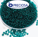 Preciosa Czech Glass Seed Beads 11/0 Size (2mm) Sold Per pack of 20 Grams, Teal Green Transparent color