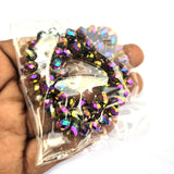 1 LINE PACK' 8x6 MM RAINBOW METALLIC TYRE RONDEL CRYSTAL GLASS BEADS