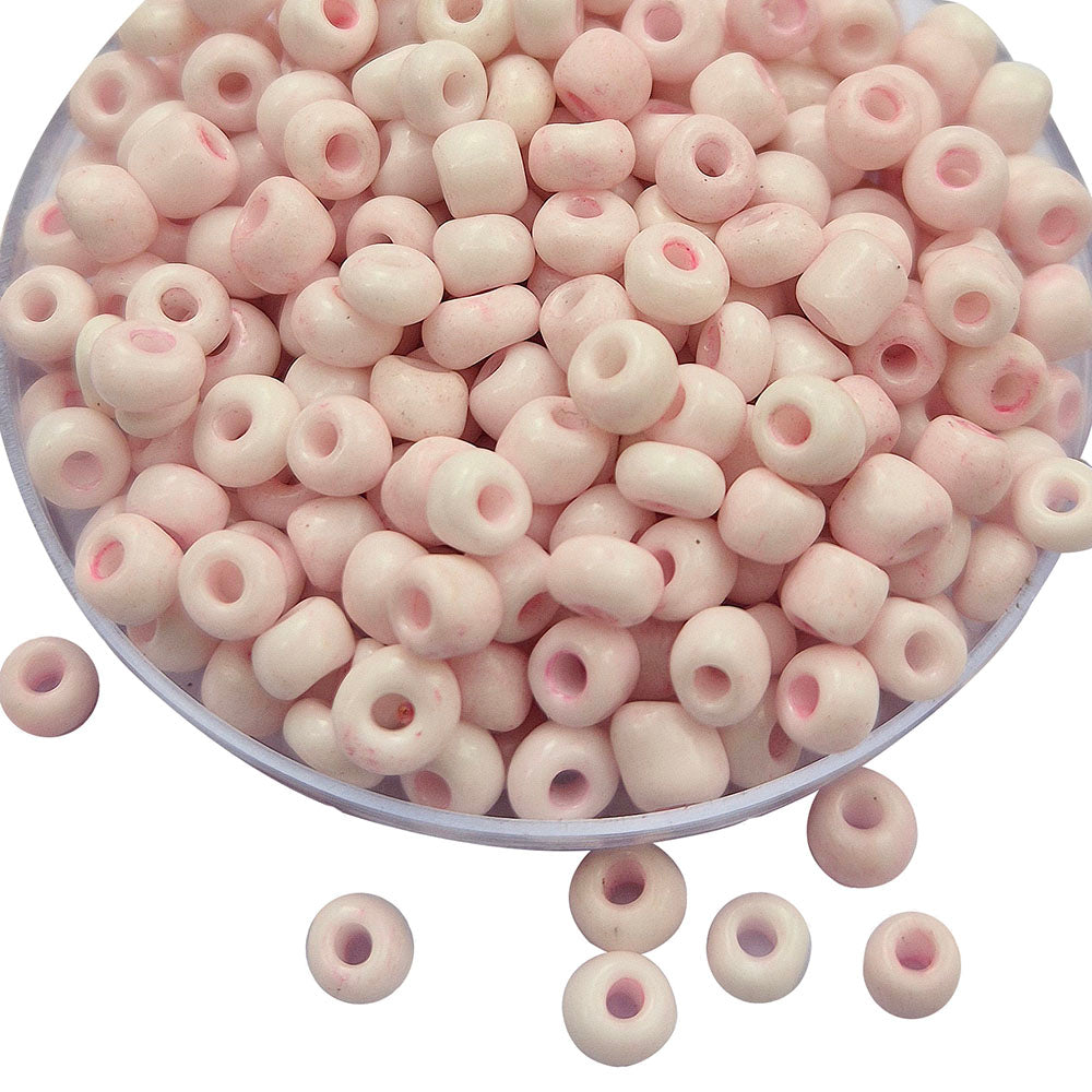 100 GRAMS PACK' 6/0 size (4mm approx.) glass seed beads Light Pink Color