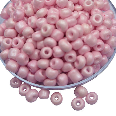 100 GRAMS PACK' 6/0 size (4mm approx.) Glass seed Beads Light Pink Color Dyed