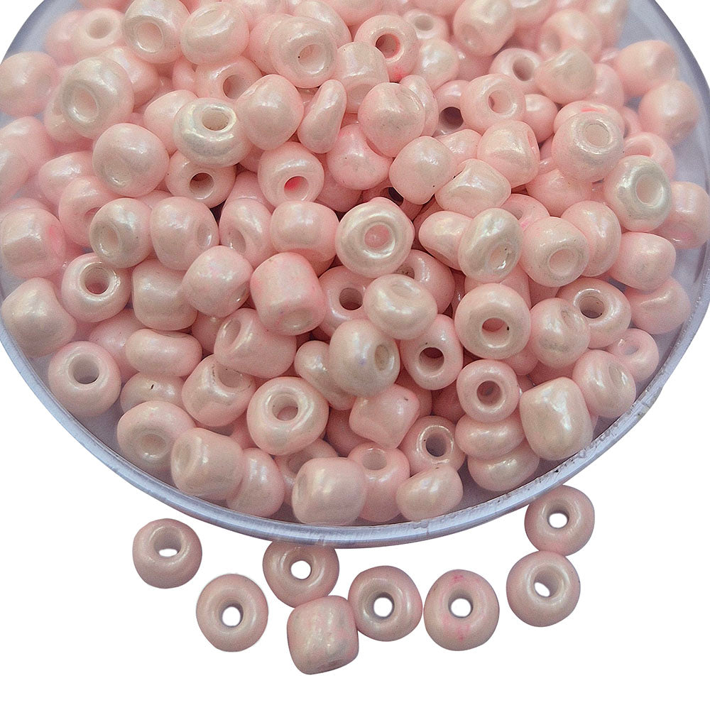 100GRAMS PACK' 6/0 size (4mm approx.) glass seed beads Light Pink color