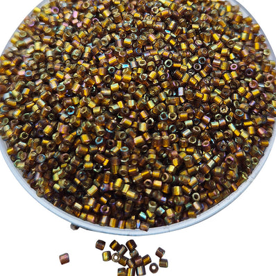 100 GRAMS PACK' Factory over stock fine quality of glass seed cut beads (Delica style) in size about 2.5mm (11/0) brown Rainbow
