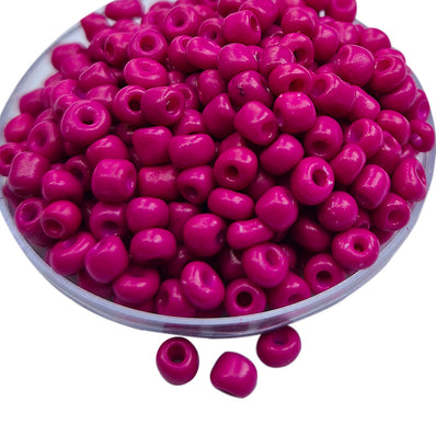 50 Grams pkg. 6/0 size (4mm approx.) glass seed beads light pink Color Dark Pink Dyed
