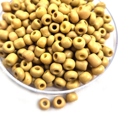 50 GRAMS' pkg. 6/0 size (4mm approx.) glass seed beads, Beige color