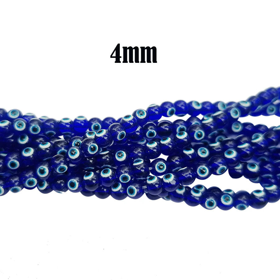 Per Line, approx These 4mm blue Evil Eye Glass Beads are ideal for all your DIY jewelry projects, providing a dainty and meaningful touch.