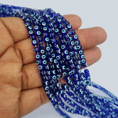 Per Line, approx These 4mm blue Evil Eye Glass Beads are ideal for all your DIY jewelry projects, providing a dainty and meaningful touch.