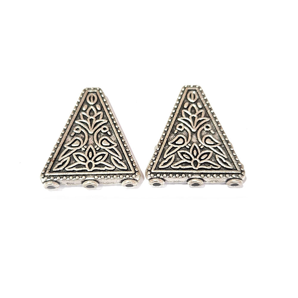 6pcs pkg. 3 hole spacer bar Triangular Spacer Bar 23x27mm approx size, silver antiqued