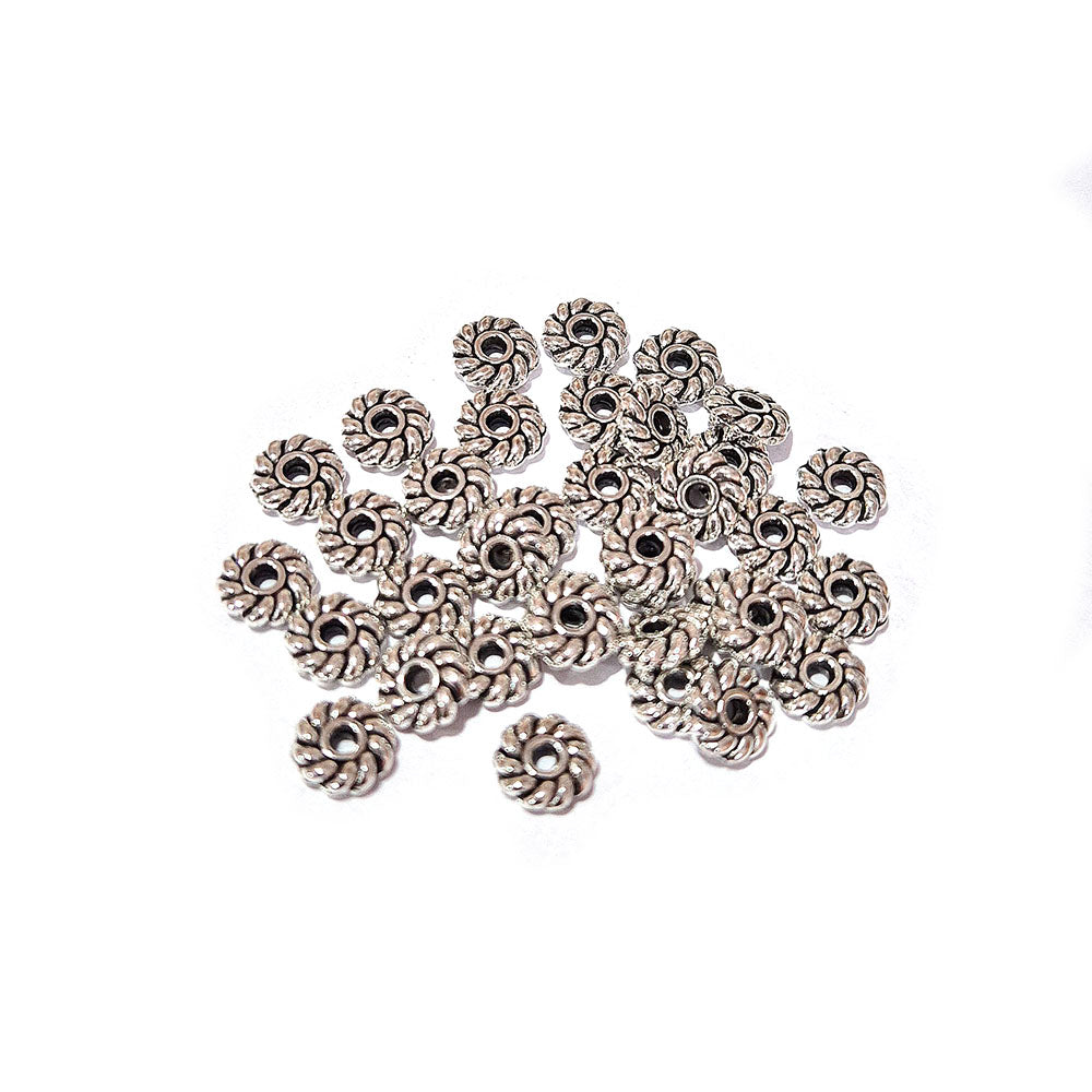 200pcs, Spacer metal beads, silver antiqued, size 6mm