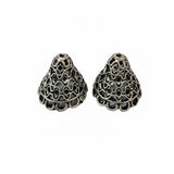 2 Pairs (4pcs) Silver oxidized Jhumka frame findings for earring making size about 19X20MM