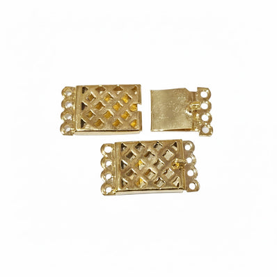 2pcs pkg. 4 Loops, Square Shaped Jewerly making Clasp in 22k plated Anti Tarish,Brass Material 12X23MM