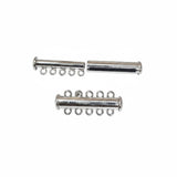Per Piece Silver Slide Lock Clasps Tube Shape Clasp Connectors 5 Strands Jewelry Clasps for Necklace Bracelet Jewelry Findings 11X29MM