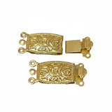 2 pcs pkg. 3 loops box clasps for jewelry making, Tarnish Resistant 22k gold plated 15X25MM