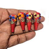 4 Pcs Pkg. Drop Flower Lampwork Beads for jewelry making Marron Color